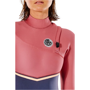 2021 Rip Curl Dames E-bomb 4/3mm Zip Free Wetsuit Wsmyig - Slate Rose